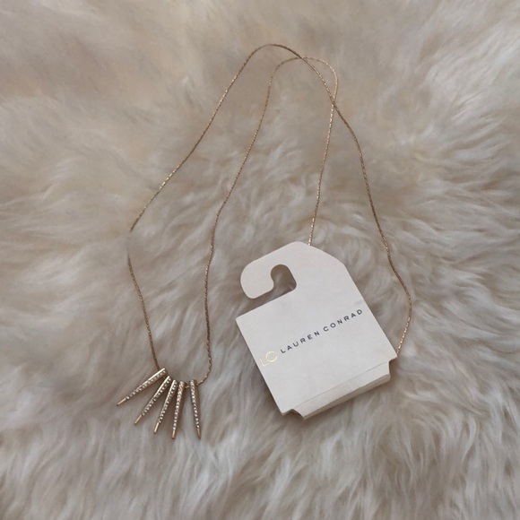 LC Lauren Conrad Gold Spikes Necklace Diamonds NWT - Picture 4 of 8